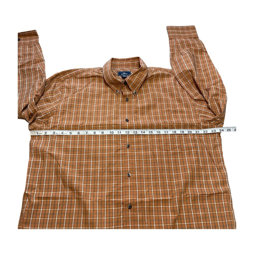 Dockers Dress Shirt Mens Large 16/16.5 Brown Plaid Cotton Pleated Classic Formal - Picture 5 of 6